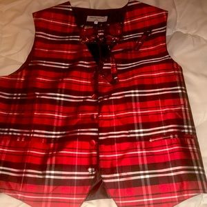 Men’s red plaid vest size-s